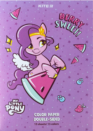 Папір кольоровий А4 двосторонній 15арк./ 15 кольорів Little Pony