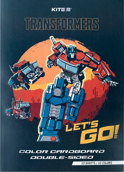 Картон кольоровий А4 двостор.10арк./ 10 кольорів Transformers