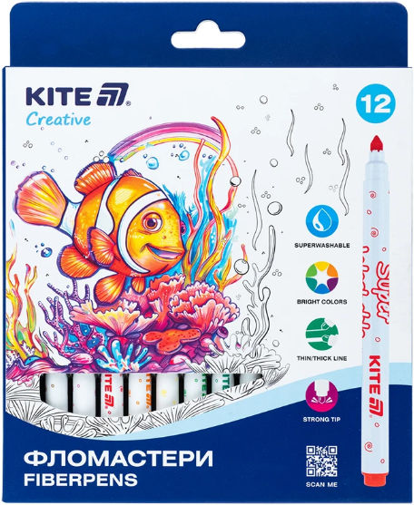 Фломастери 12 кольорів Creative Superwashable