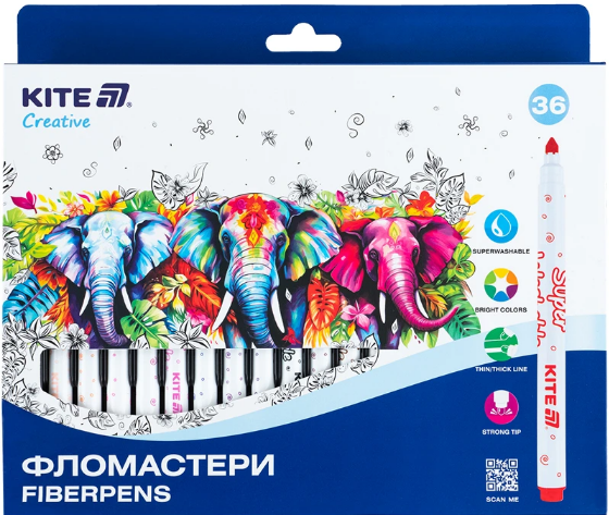 Фломастери 36 кольорів Creative Superwashable