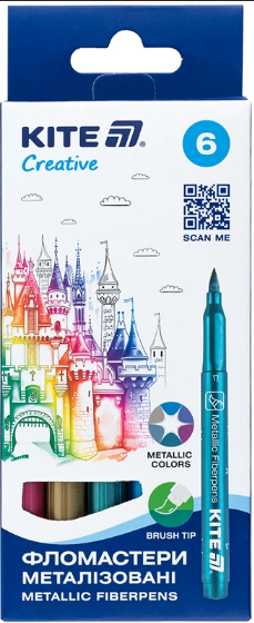 Фломастери-пензлики 6 кольорів Creative металеві