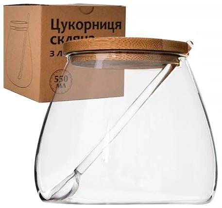 Цукорниця скло 0,58л з ложкою