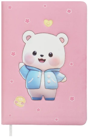 Блокнот А6 80 аркушів лінія тверда обкладинка «Bear» рожевий