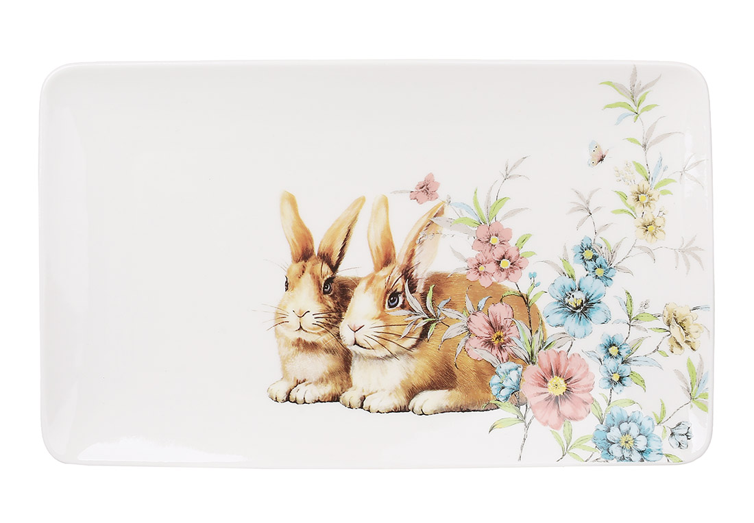 Блюдо керамічне «Happy Rabbit» 25,5×15,4×1,5см
