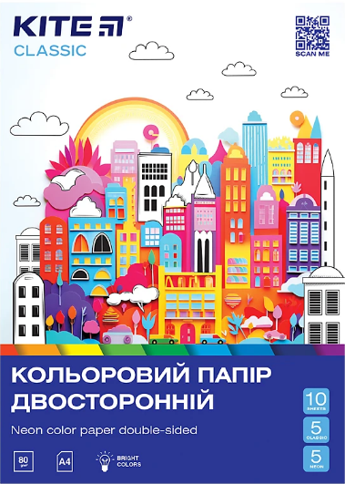 Папір кольоровий А4 двостор.10арк./ 10 кольорів Classic