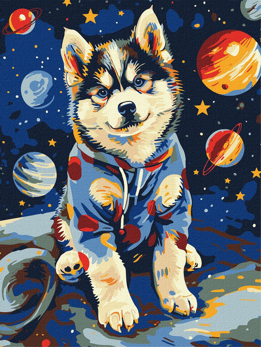 Картини по номерах акрилові «Космічний хаскі» 30×40см