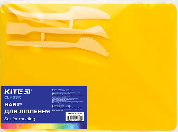 Дошка для ліплення Classic 180×250мм + 3 стеки, жовта