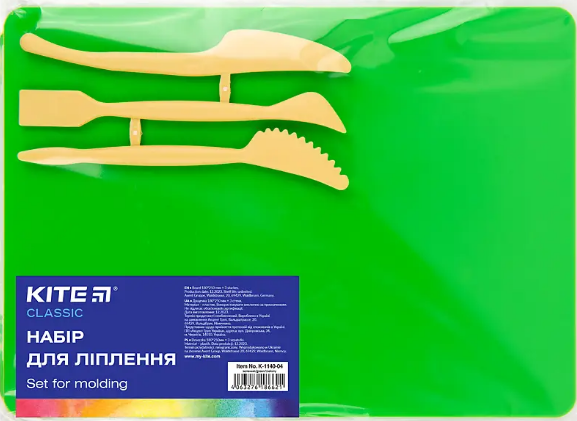 Дошка для ліплення Classic 180×250мм + 3 стеки, зелена