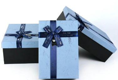 Коробка подарункова синя 25×17×6см