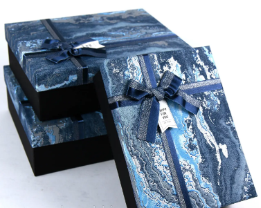 Коробка подарункова синя 26×19×8см