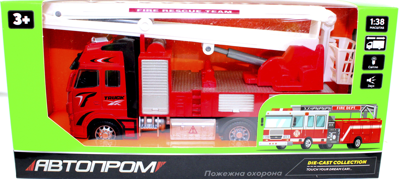 Машина (1:38) пожежна охорона, в коробці, 25,5×12×9см КІ