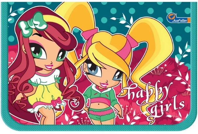 Пенал «Happy girls» без наповнення, 1 відділення, з 2 відворотами