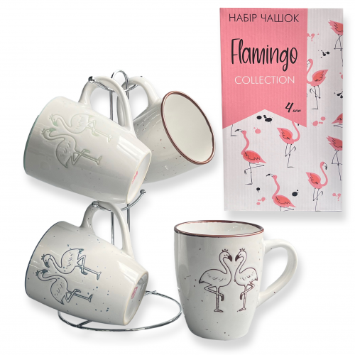 Набір чашок керамічних «Flamingo» (4шт) 350мл