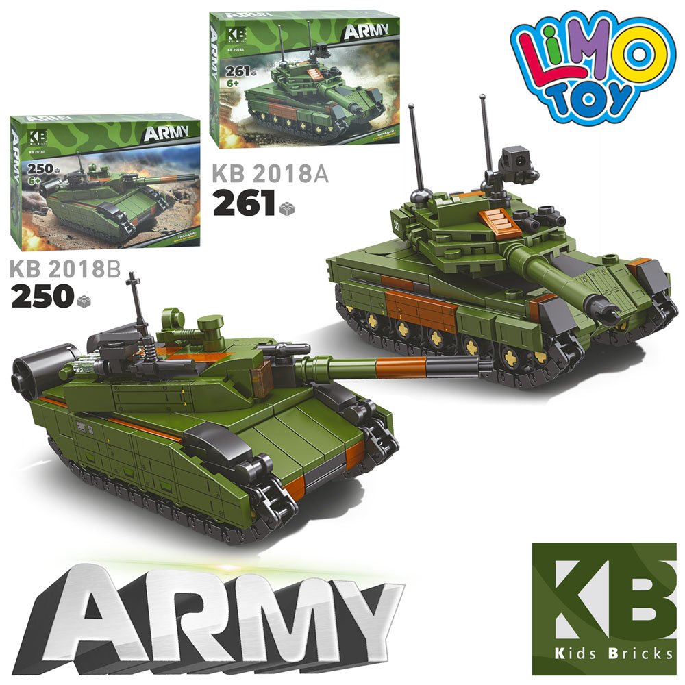 Конструктор Військовий танк, 250-261дет., в коробці, 32×22×5см