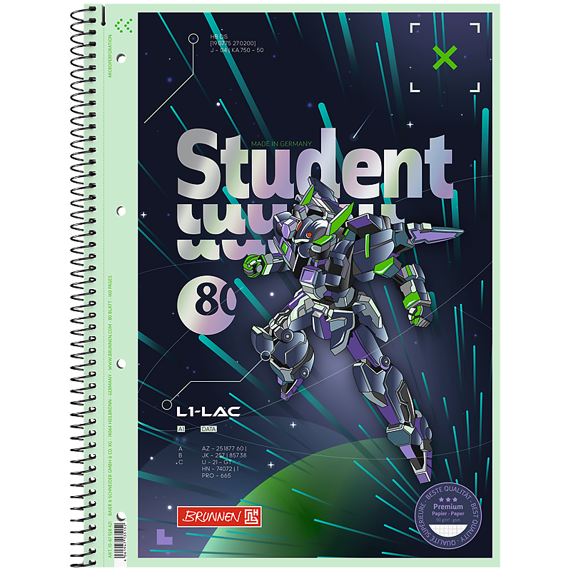 Коледж-блок А4 80 аркушів клітинка «Brunnen HK» Premium Robot Heroes 28 421