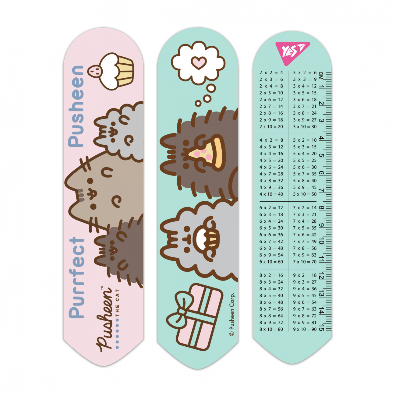 Закладка Pusheen 2D, рожево-зелена