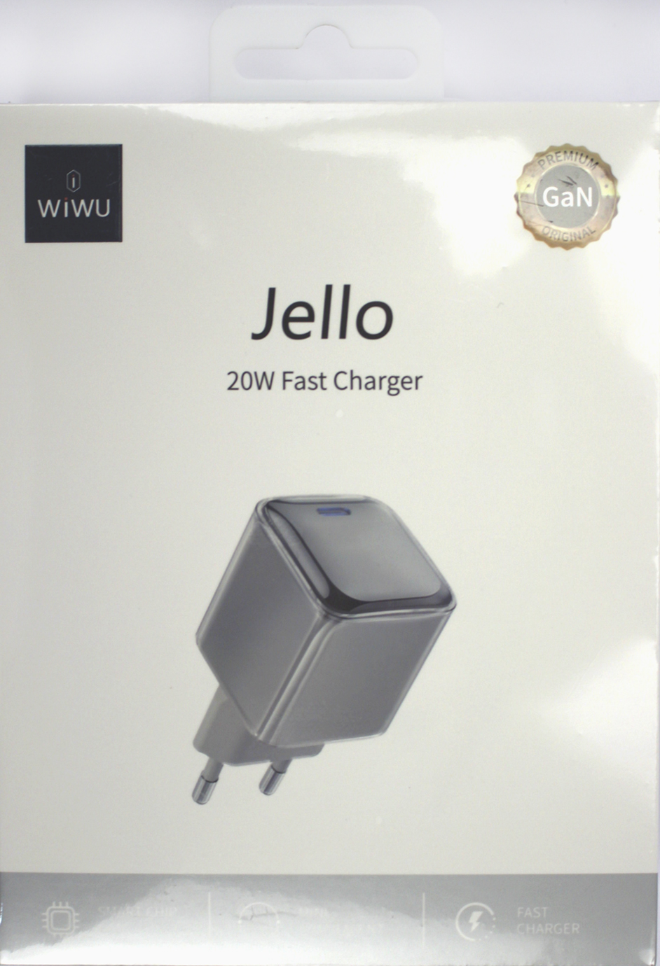 Зарядний прист. WIWU Type-C 3A 20W Jello GaN Fast Charger шв. зар.titanium