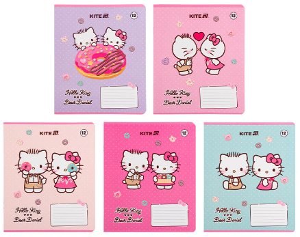 Зошит 12 аркушів клітинка софт тач+УФ лак Hello Kitty