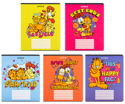 Зошит 18 аркушів клітинка софт тач+УФ лак Garfield Retro/Classic
