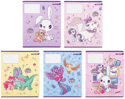 Зошит 12 аркушів клітинка УФ лак + глітер My Little Pony