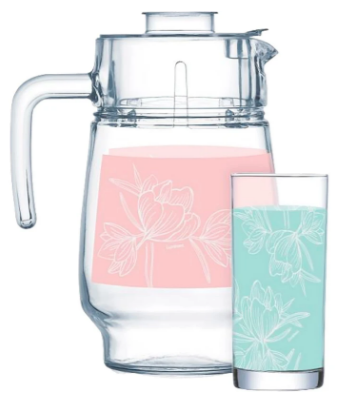 Набір для напоїв скло глечик 1,6л+6стаканів 270мл «Luminarc. Fleur Blush Turo&Pink»