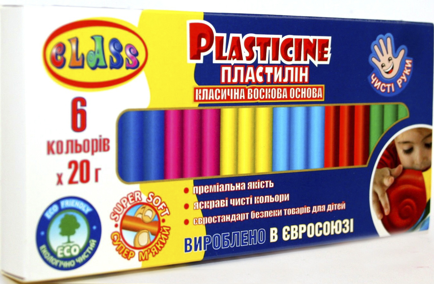 Пластилін 6 кольорів 20 гр MAXI