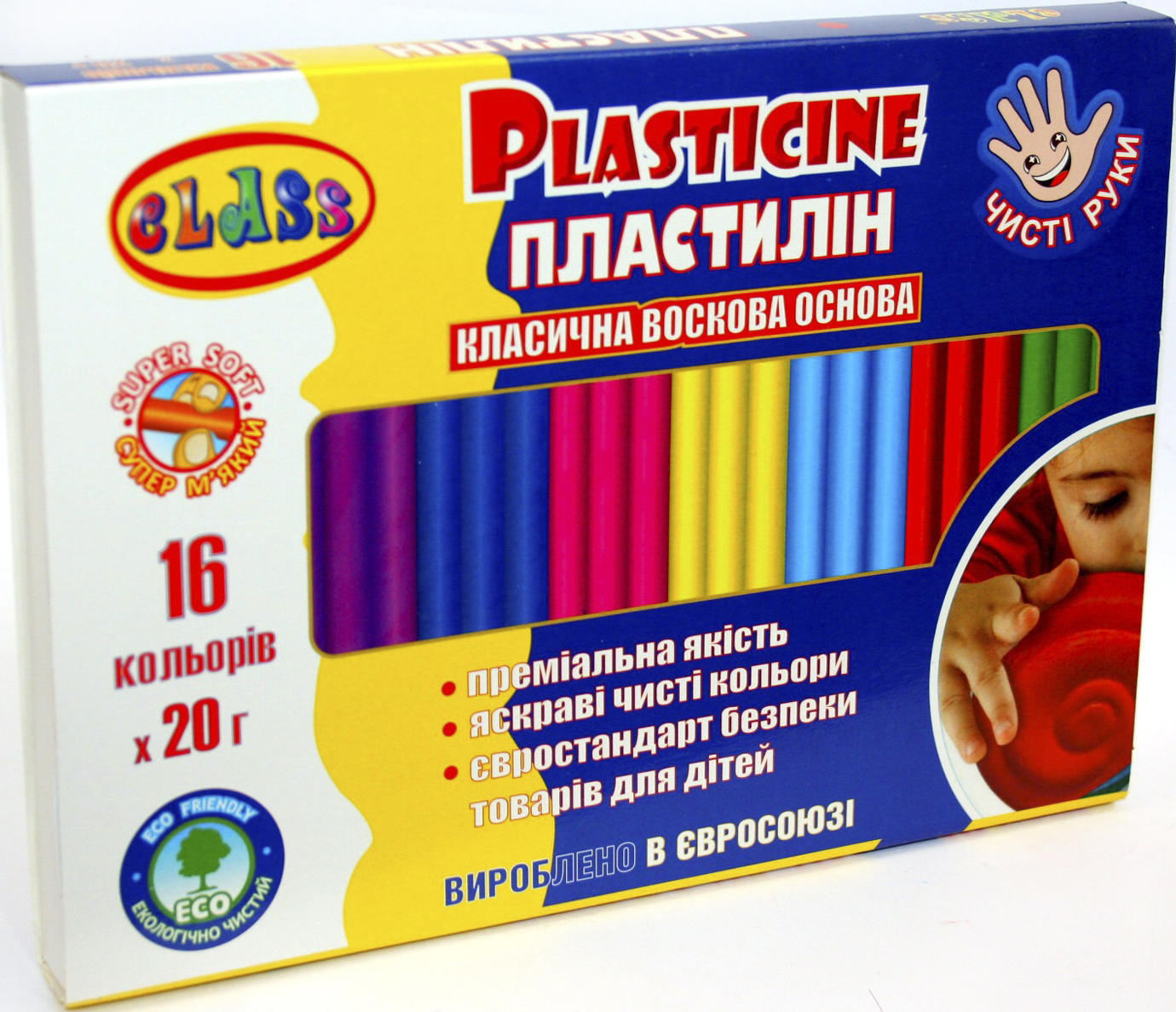 Пластилін 16 кольорів 20 гр MAXI