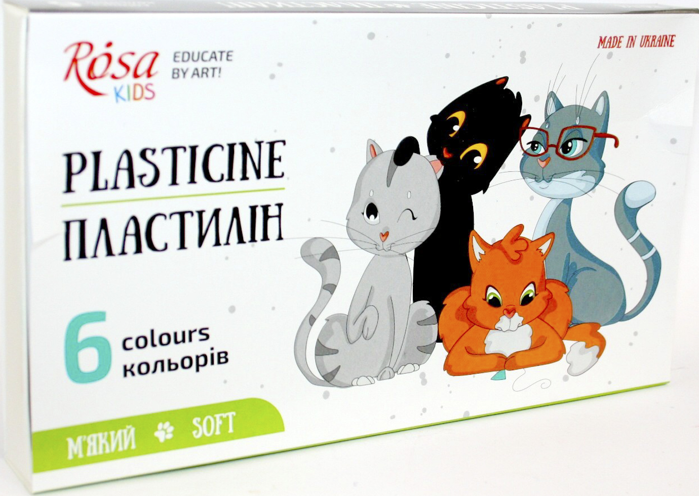 Пластилін «ROSA Kids» Cats 6 кольорів зі стеком, 96гр