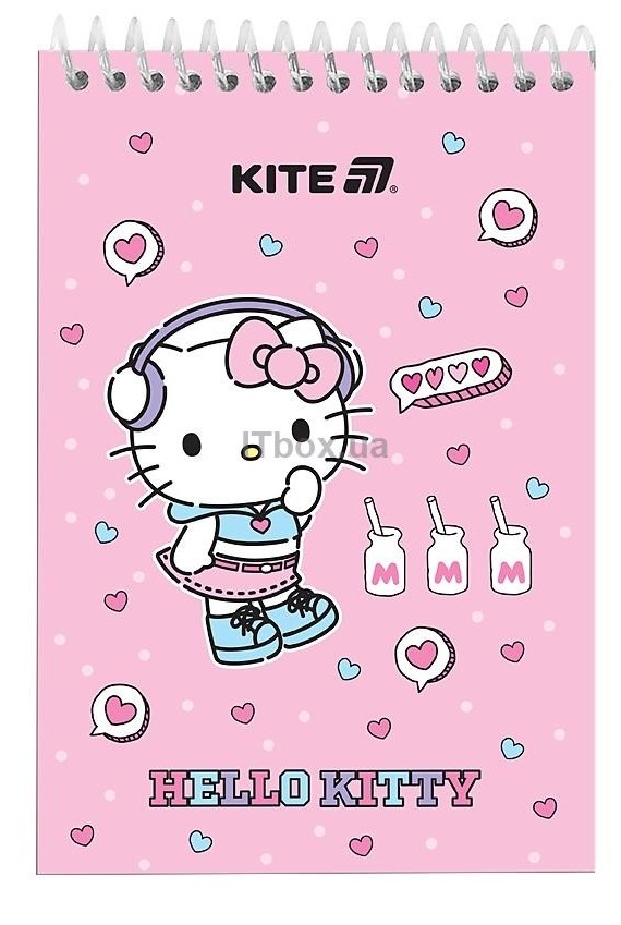 Блокнот пруж. А6 48 аркушів б/лінія пластиковий Hello Kitty