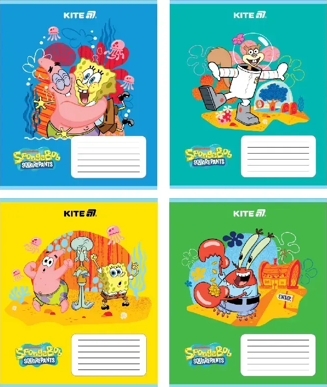 Зошит 12 аркушів коса лінія гібрид лак+УФлак SpongeBob SquarePants
