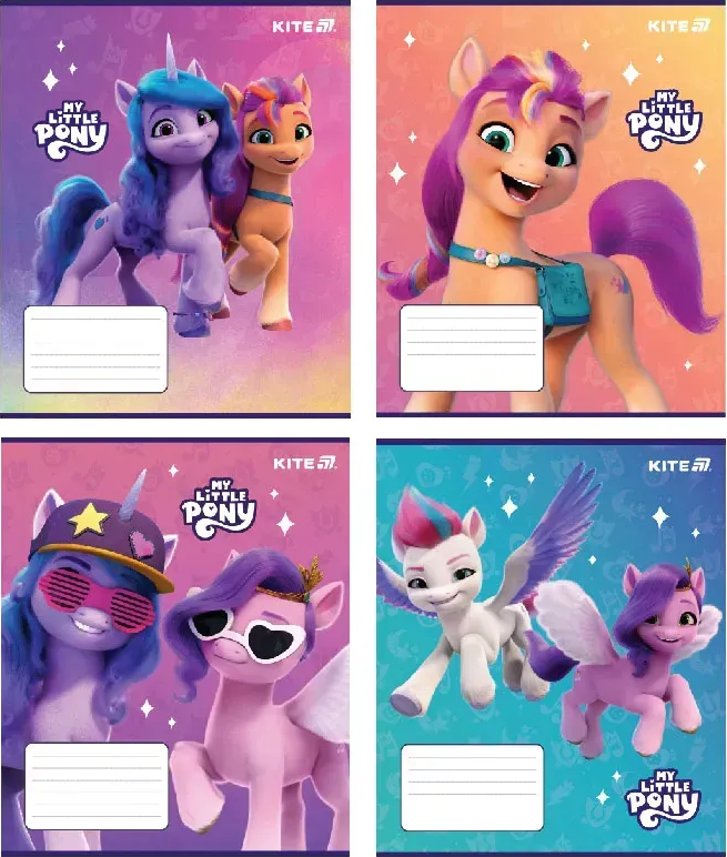 Зошит 12 аркушів коса лінія Уф лак+глітер My Little Pony