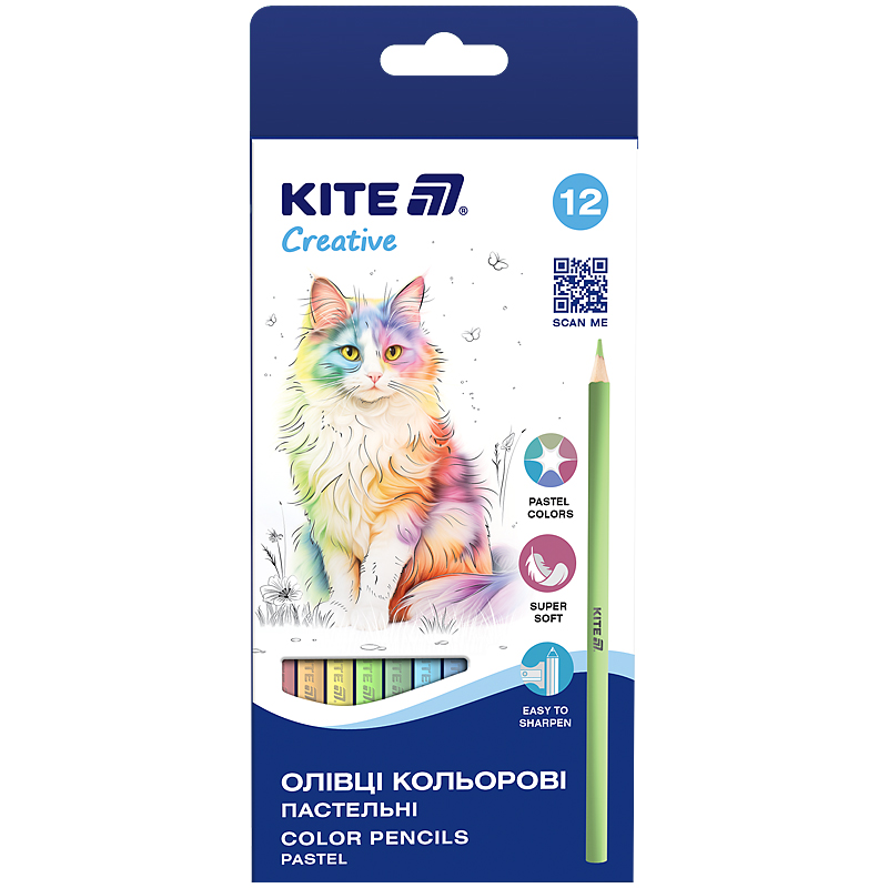 Олівці кольорові 12 кольорів Creative Pastel