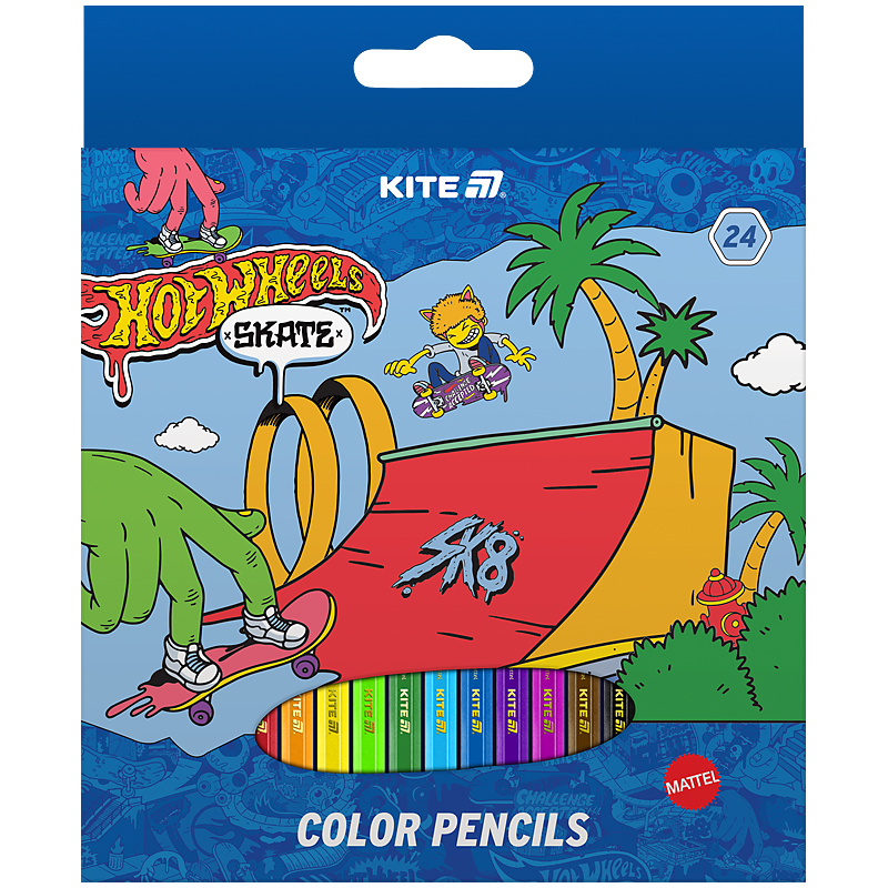 Олівці кольорові 24 кольори Hot Wheels