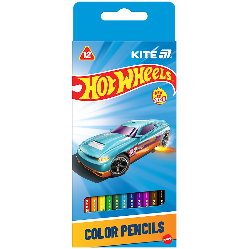 Олівці кольорові 12 кольорів Hot Wheels тригранні
