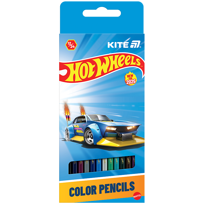 Олівці кольорові 12 кольорів Hot Wheels двосторонні