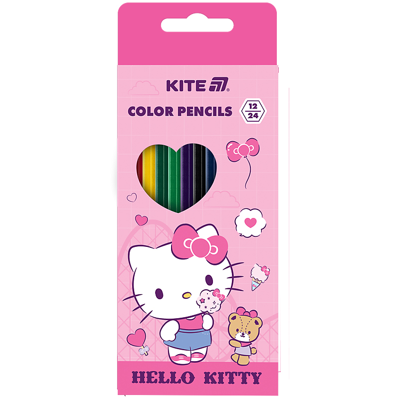 Олівці кольорові 12 кольорів Hello Kitty двосторонні