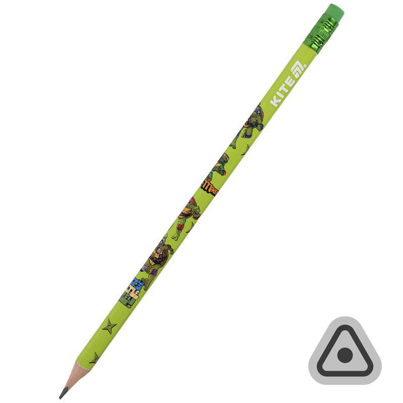 Олівець гр. Ninja Turtles з гумкою, тригранний, в тубі
