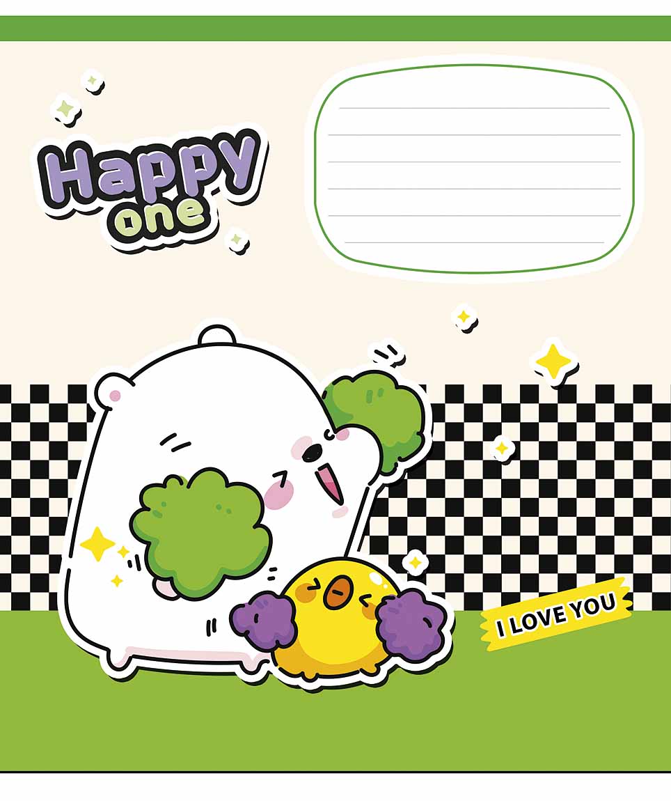 Зошит 12 аркушів коса лінія «Happy one» виб. УФ-лак