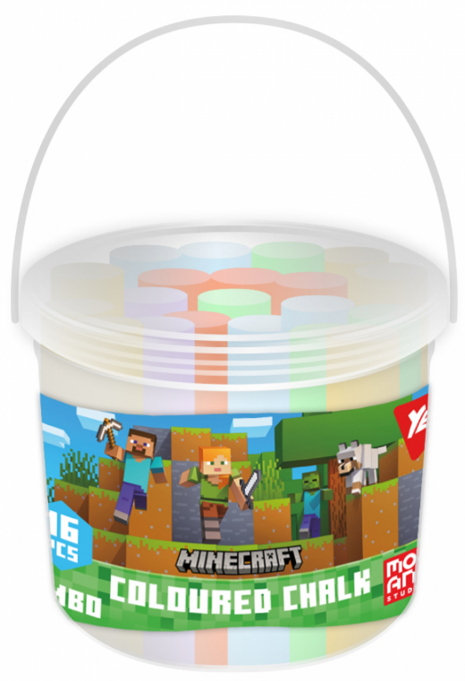 Крейда кольорова 16 шт Jumbo Minecraft у відрі