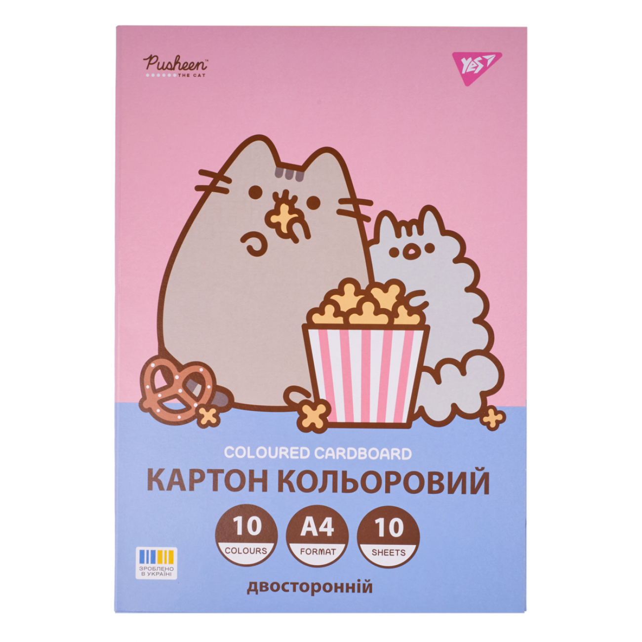 Картон кольоровий А4 двостор.10арк./10 кольорів Pusheen