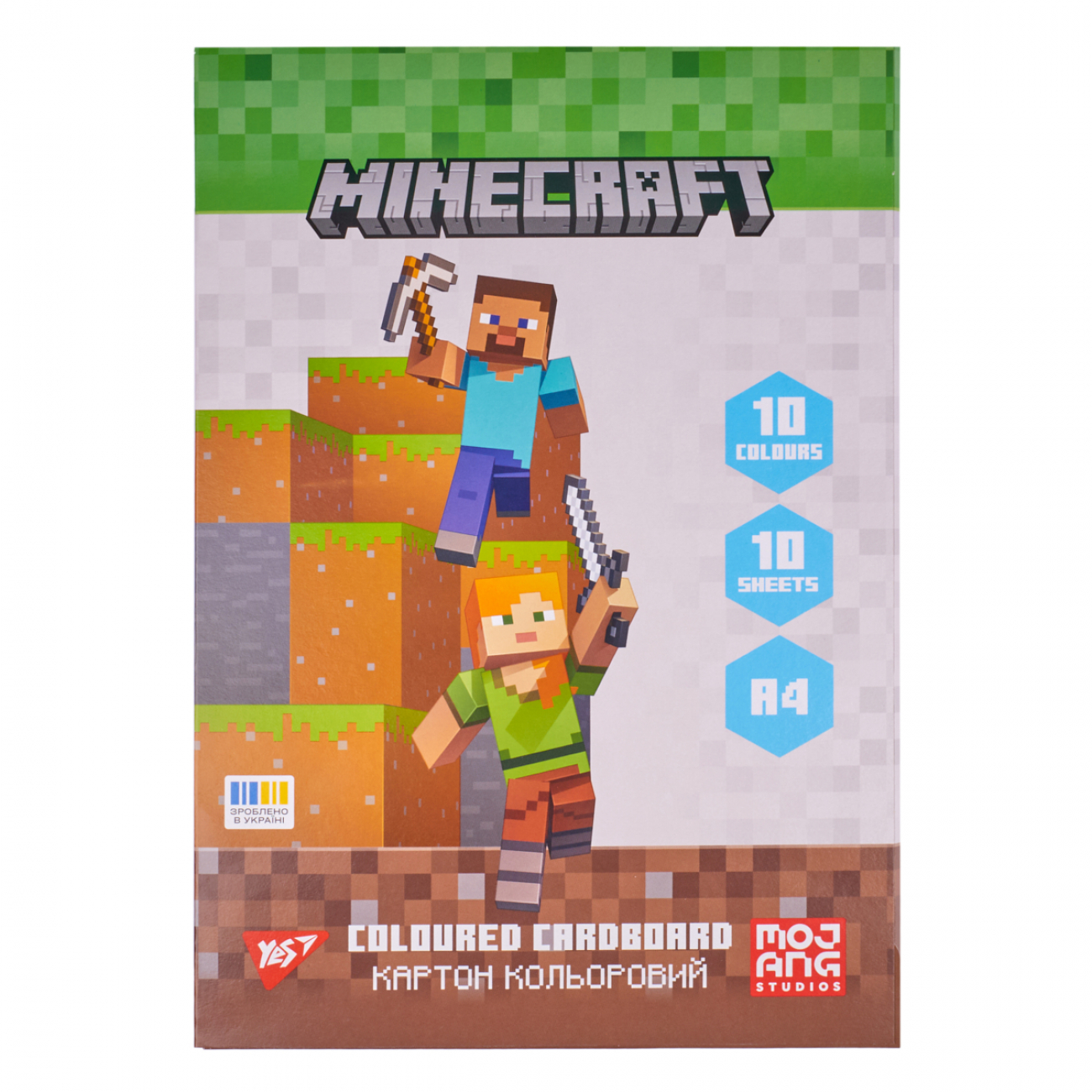 Картон кольоровий А4 одностор.10арк./10 кольорів Minecraft