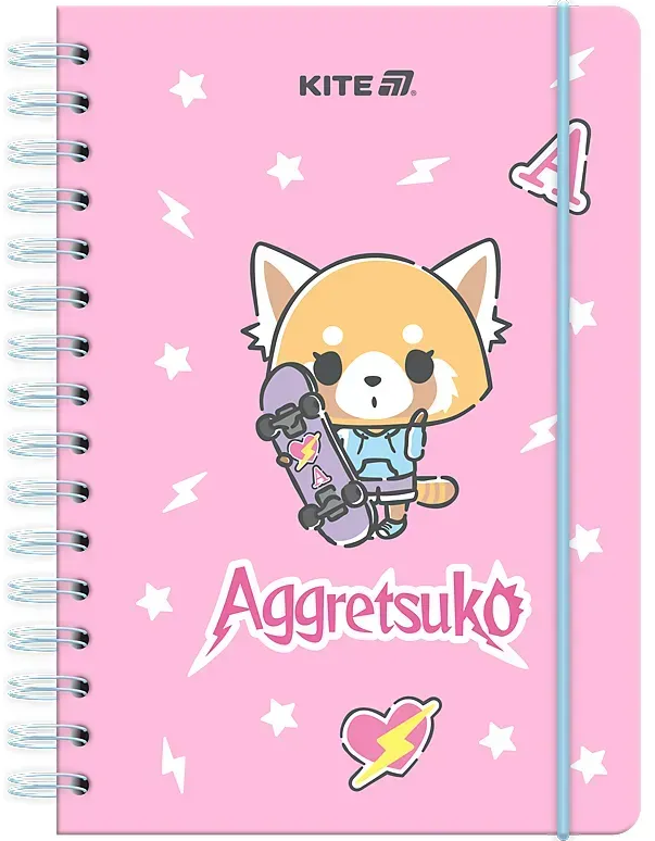 Блокнот пруж. А5 80 аркушів клітинка тверда обкладинка Aggretsuko