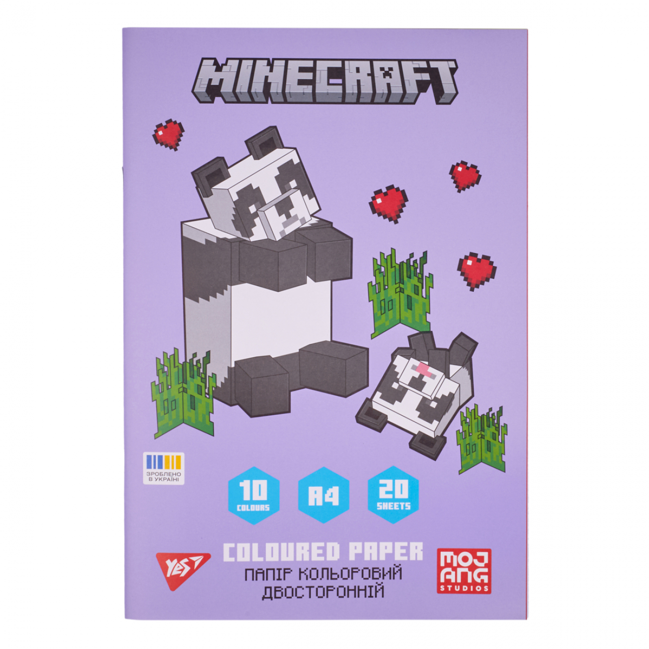 Папір кольоровий А4 двосторонній 20арк./10 кольорів Minecraft.Spring