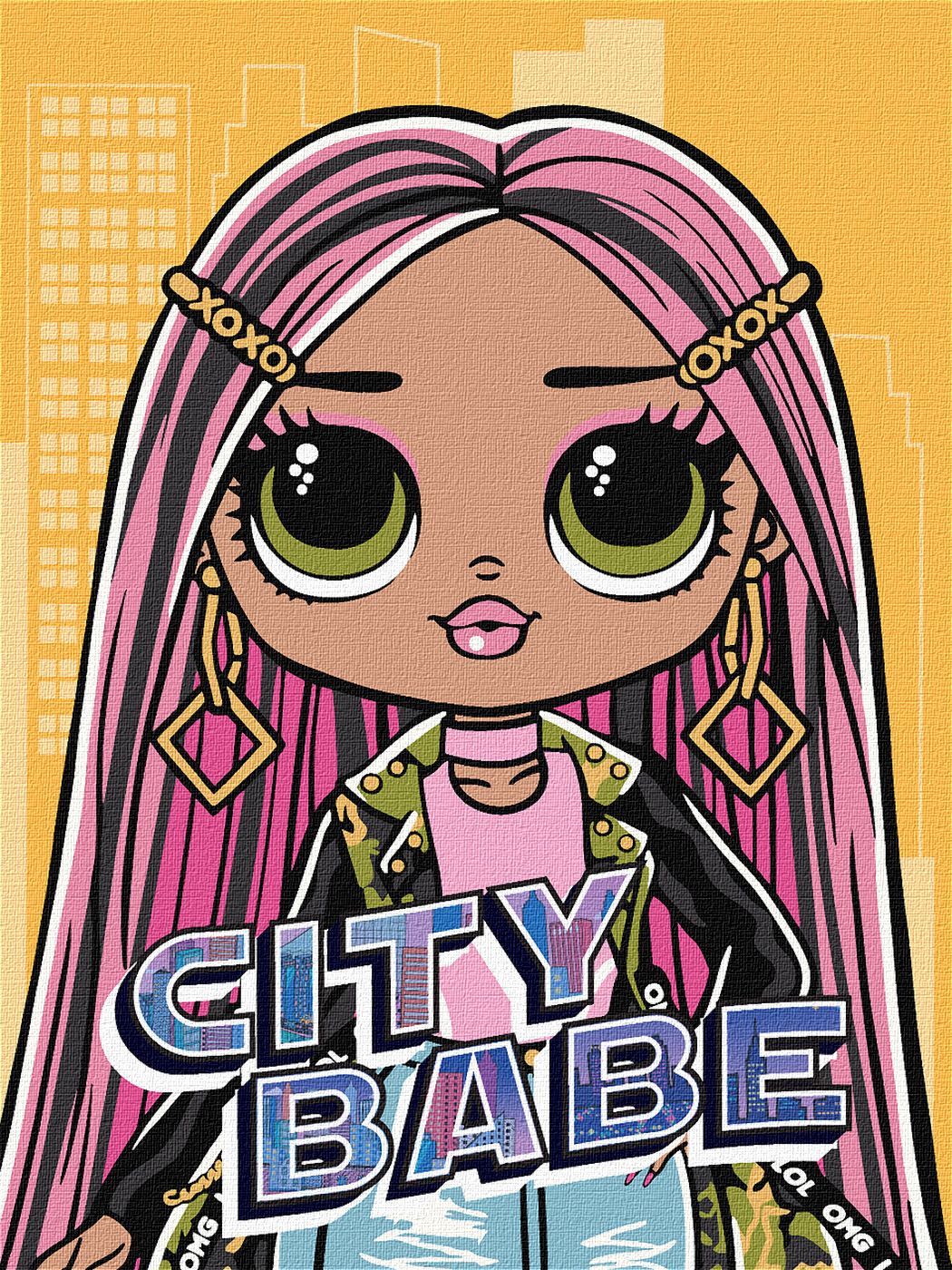 Картини по ном. акрилові для діт.«LOL.Surprise!OMG.CityBabe»зі страз.30×40см
