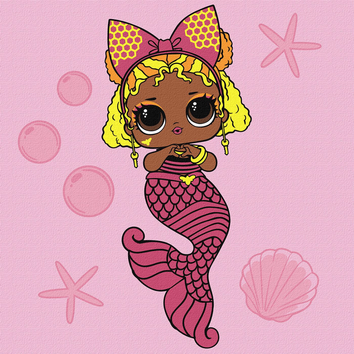 Картини по номерах акрилові для діте«L.O.L.Surprise!Mermaids QueenBe»40×40см