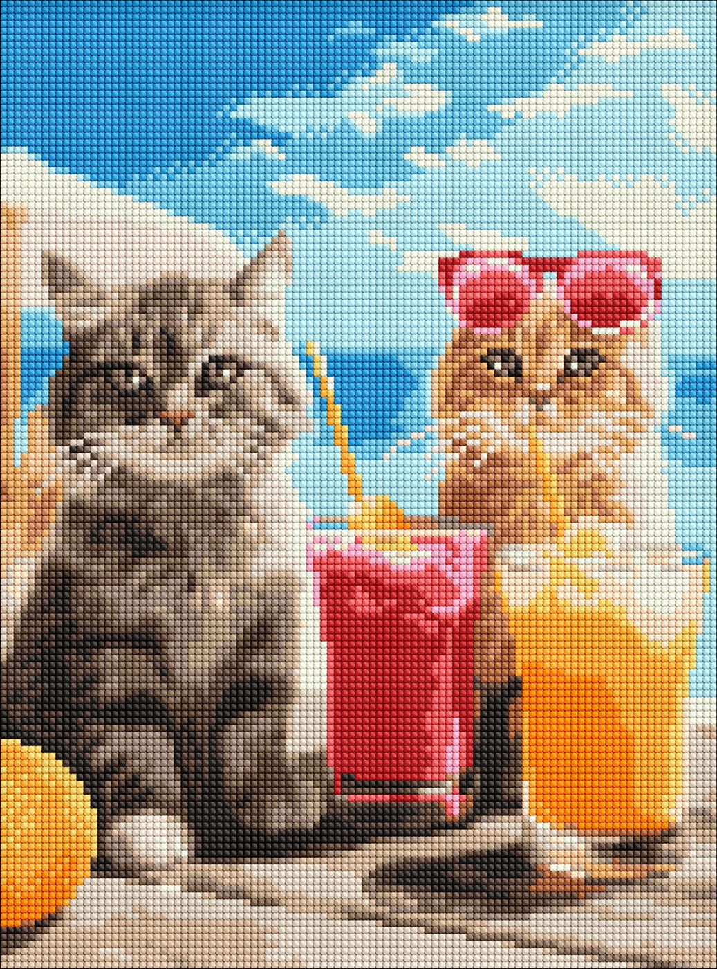 Набір з алмазною мозаїкою «Котики на відпочинку» 30×40см
