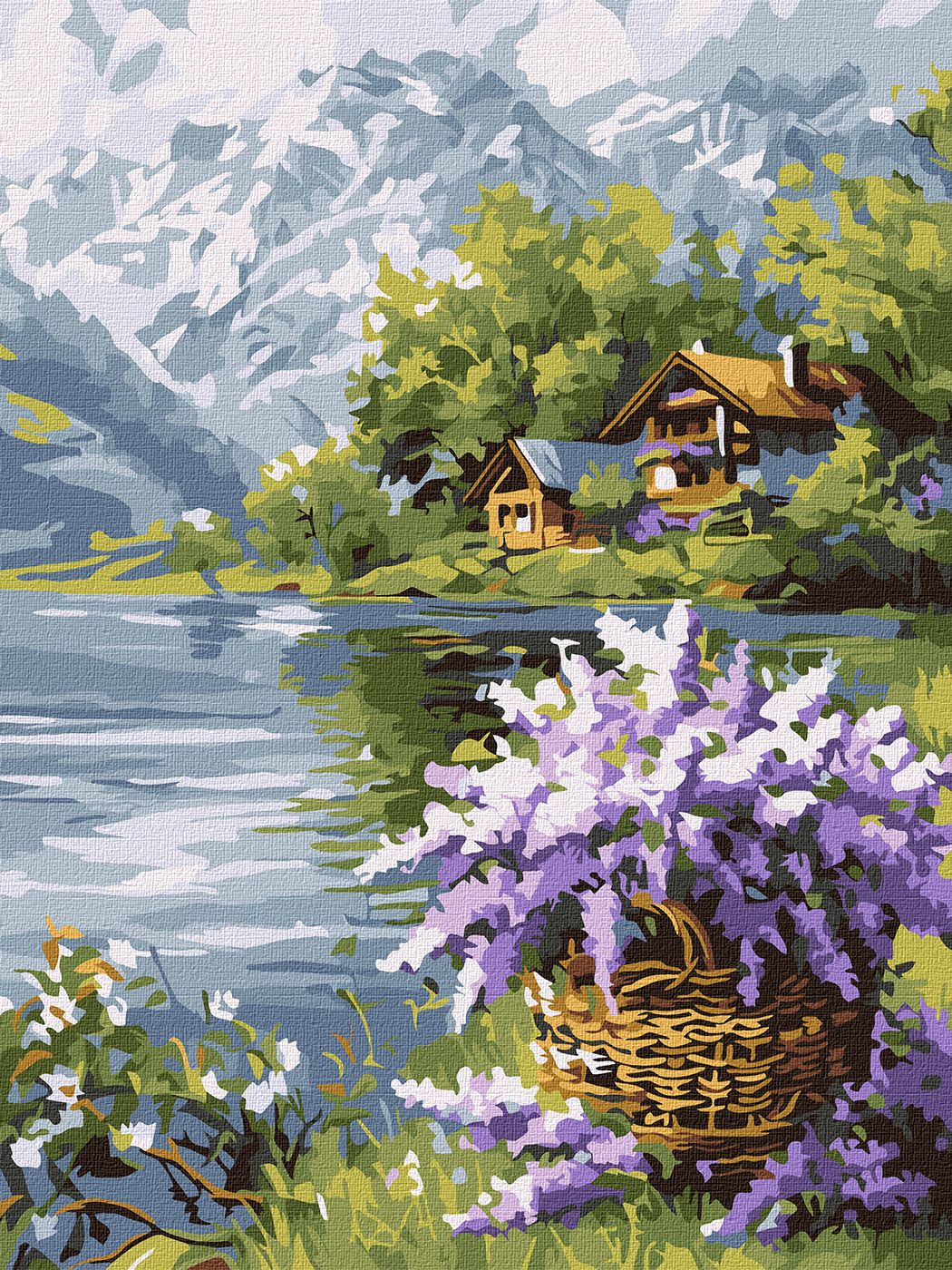 Картини по номерах акрилові «Бузковий кошик» 30×40см