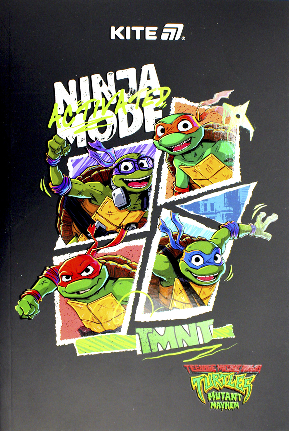 Блокнот А5 64 аркуші б/лінія м'яка обкладинка Ninja Turtles термобіндер