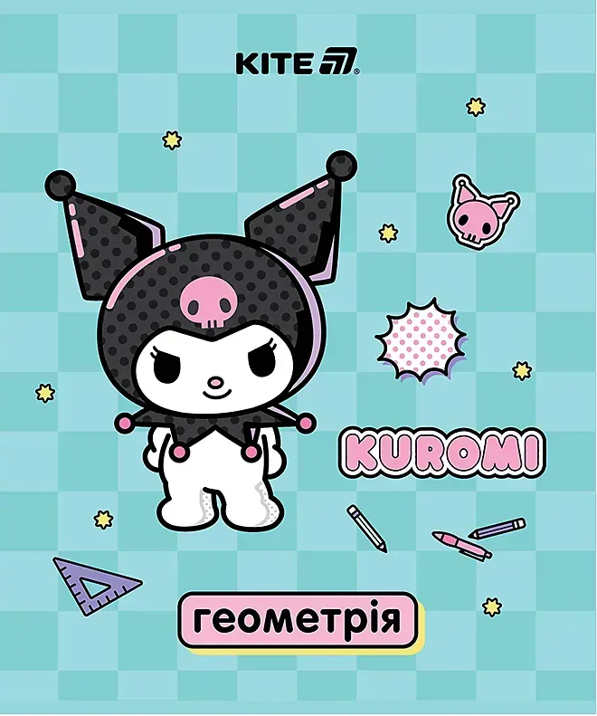 Зошит 48 аркушів клітинка Предметка-Геометрія софт тач+УФ, Kuromi