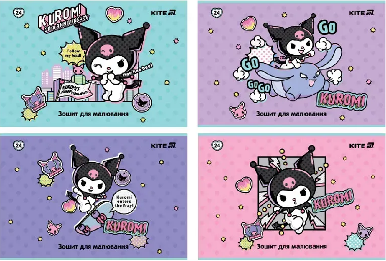 Альбом для малювання на скобі 24 аркуші софт тач+УФ лак «Hello Kitty»